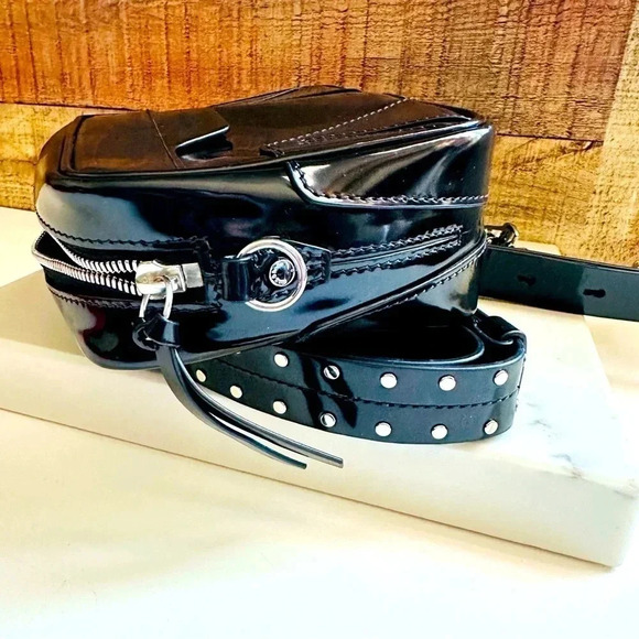 Rag & Bone Patent Leather Black Mini Flight Camera Crossbody Bag - Picture 9 of 14